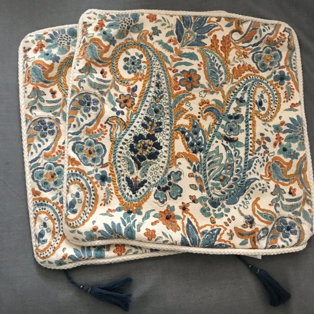 Envogue Embroidered Accent Pillow Shams in Blue and Orange